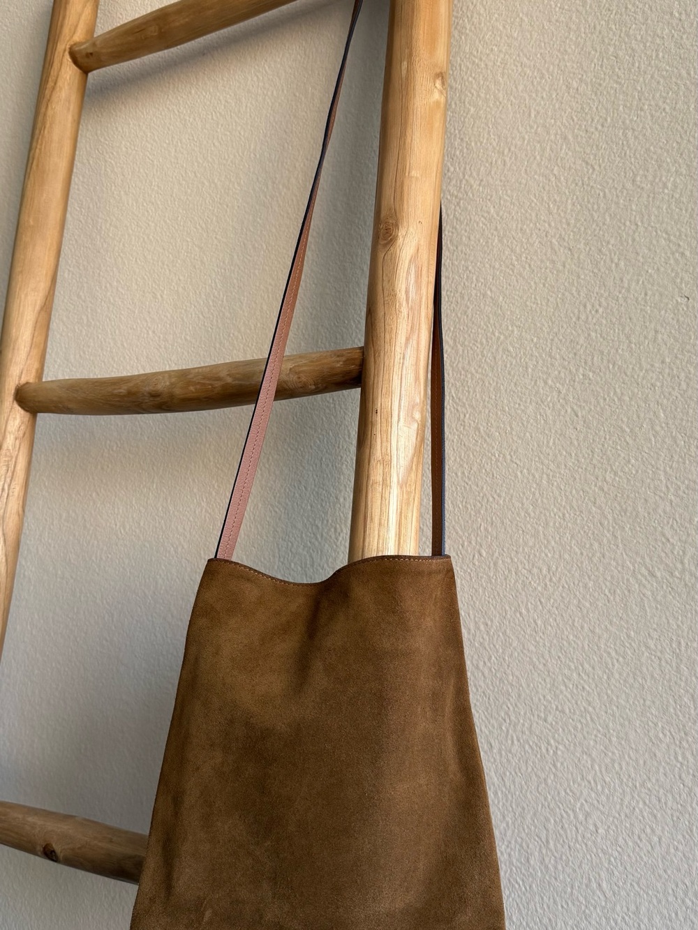 NEW Merci Paris Brown Suede Crossbody Shoulder Bag with Thin Strap